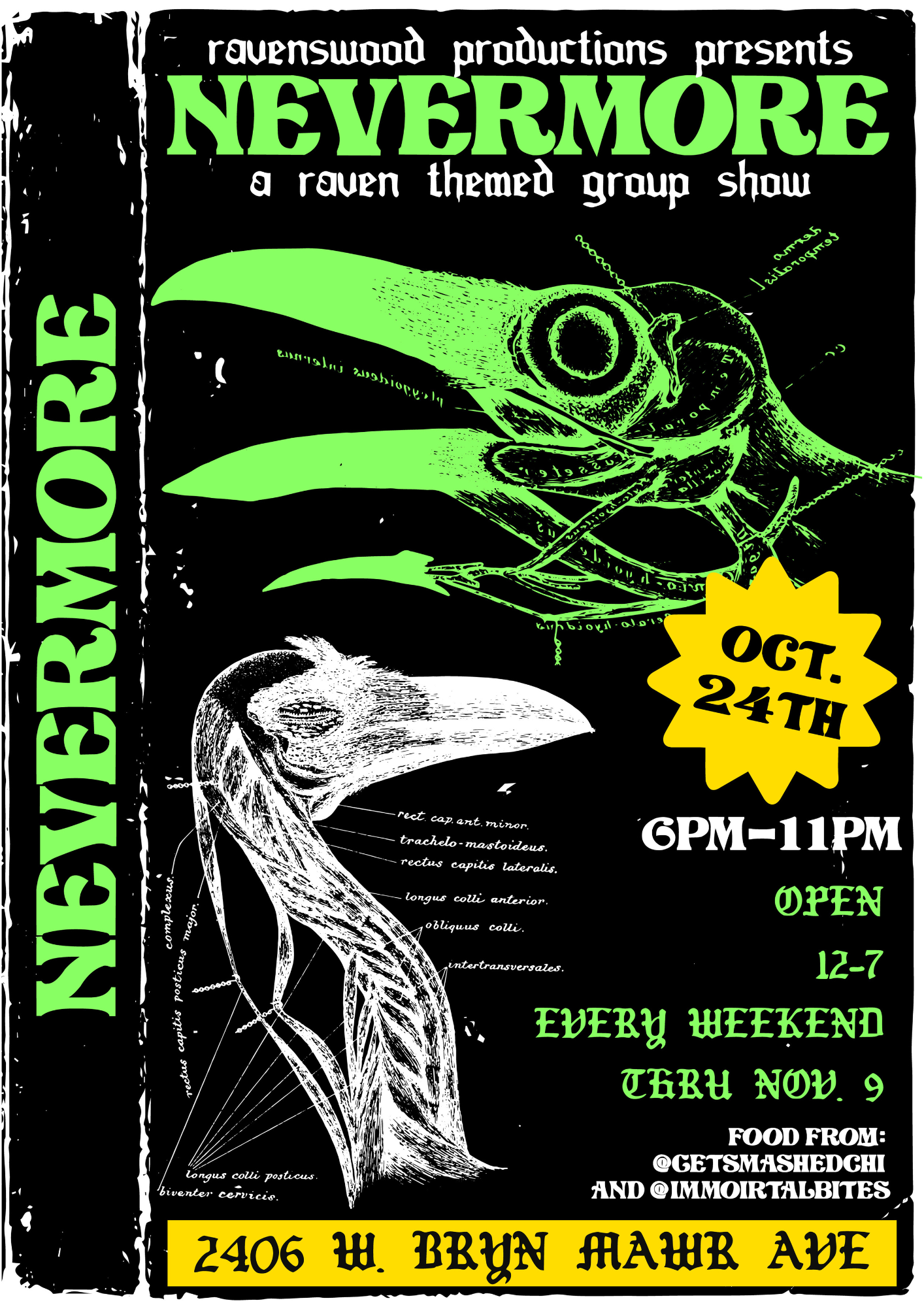 Promotional poster for raven themed community art show.